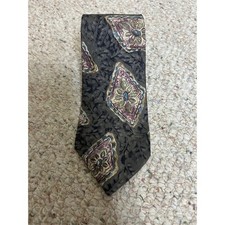 Christian Dior Monsieur Tie Gray Floral Silk Made in USA Men's Necktie