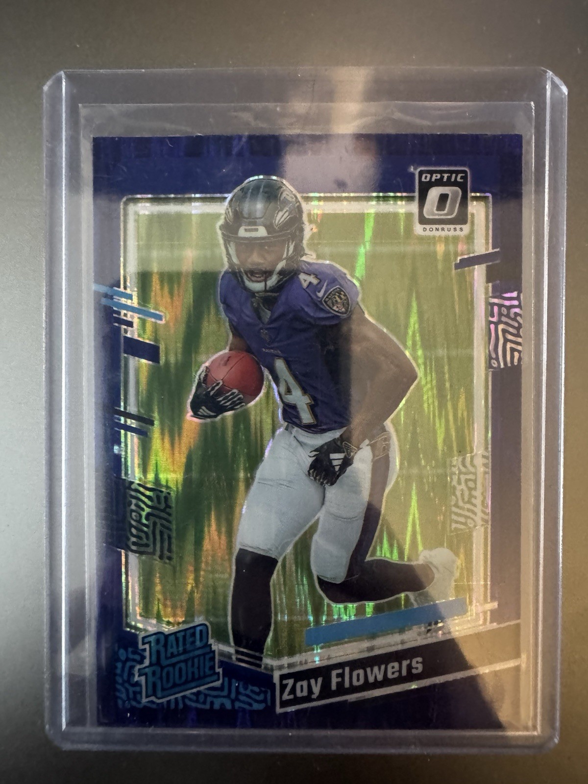 2023 Panini Donruss Optic - Rated Rookie Zay Flowers 210 Purple Shock Prizm (RC)