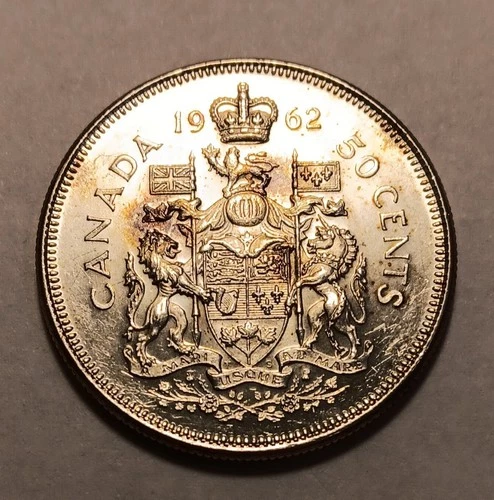 1962 Canadian 50 Cents, Elizabeth II,  .800 Silver [ASW .3oz] ** LOW SHIPPING **