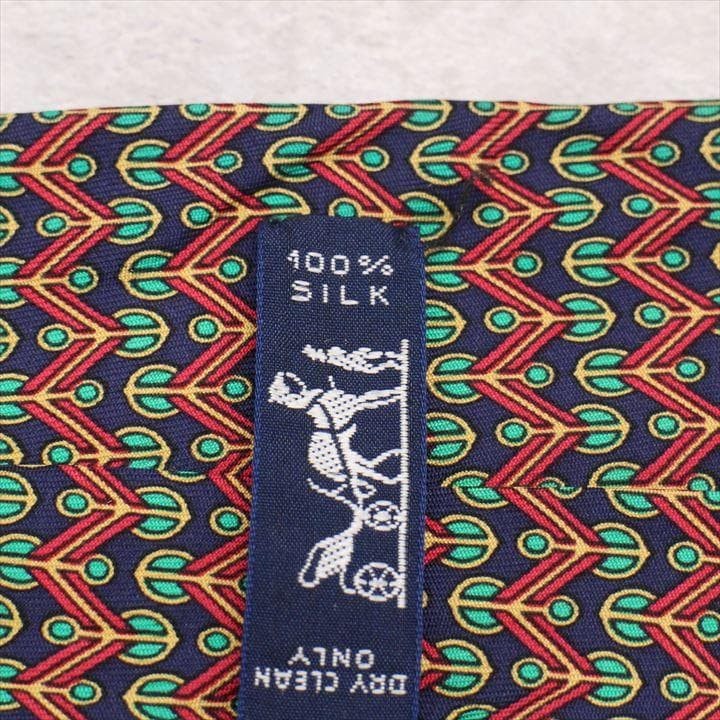 Hermès Silk Tie Zigzag Pattern Red 146cm Used - image 7