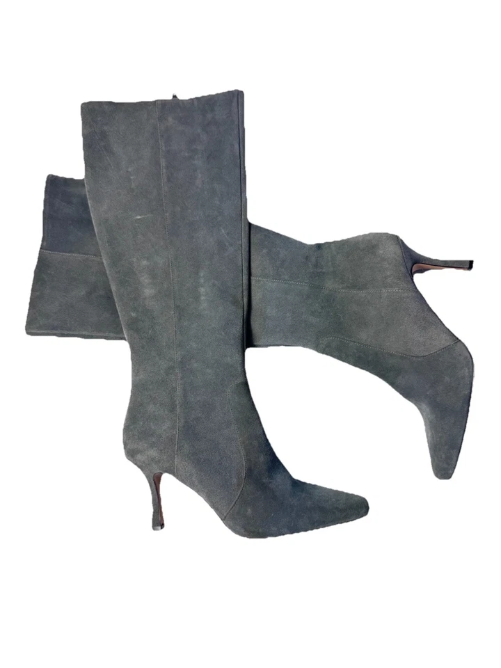 Botas hasta la rodilla Ann Taylor gris jaspeado gamuza punta de aguja talla 7,5 M $328 Foto 2 de 4