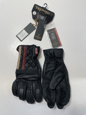Triumph Sulby Unisex Large Black Leather Rider Protection Motorcycle Gloves