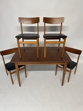 Mid Century Rectangle Extending Dining Table 4 Chairs Teak Scandi Jentique