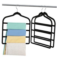 Velvet Pant Clothes Hanger Space Saving Non Slip Shorts Hanger, Jeans 3 Black