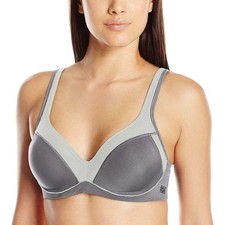 NATORI 752147 Zen Convertible Underwire Sports Bra GRAY size 36 DDD F COOL DRY