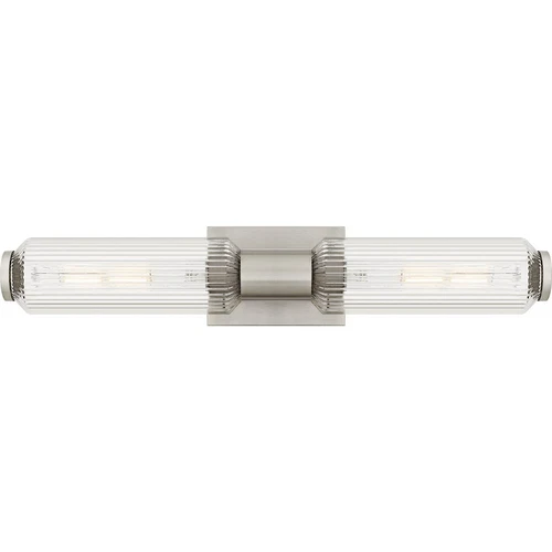 Quoizel Hawes 2Light Bath Light, Brushed Nickel/Clear Ribbed Glass - HWS8524BN - Picture 1 of 1