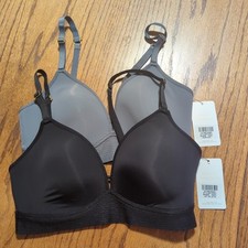 Lot Of 2 Lively Lightly Padded Spacer Bras Jet Black/Smoke 34C Style 42667