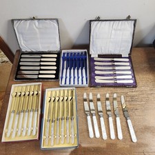 Vintage Job Lot 6 Various Sets Dessert/ Butter / Tea Knives - See Details