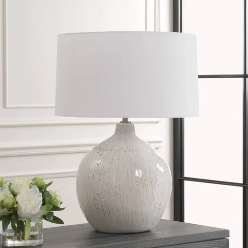 Uttermost Dribble 26" Modern Dripped Gray and White Ceramic Table Lamp - Picture 3 of 7