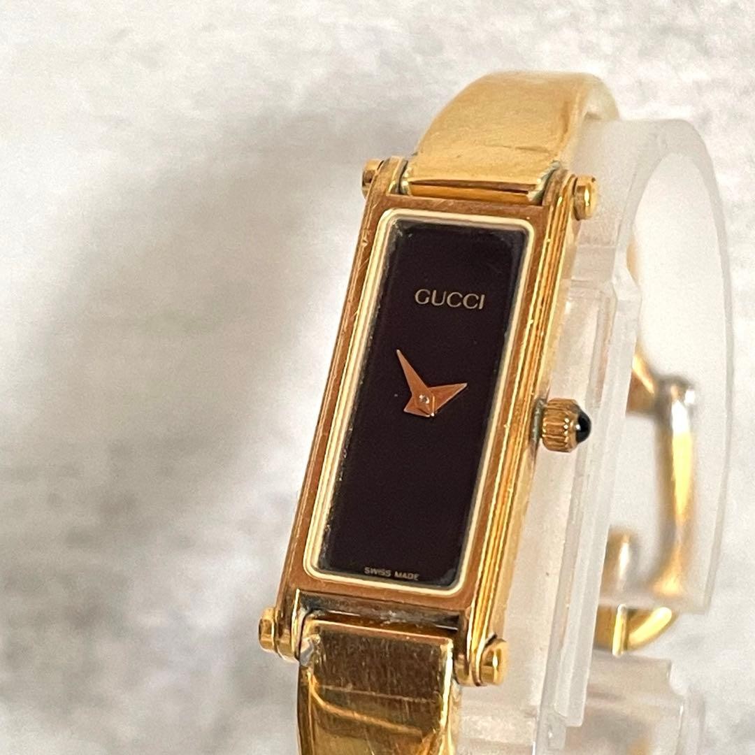 Gucci 1500 Quartz Rectangular Gold Bangle Watch M… - image 1