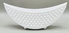 .Vintage Fenton Milk Glass Hobnail 10" Long Crescent Footed Dish Planter White
