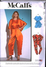 8314 UNCUT McCalls SEWING Pattern Misses Romper Jumpsuit Sash Summer Casual Wing