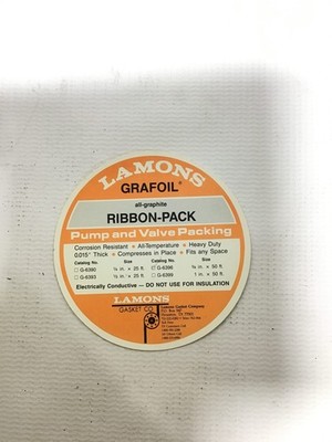 Lamons Grafoil G-6396 All-Graphite Ribbon-Pack Pump and Valve Packing