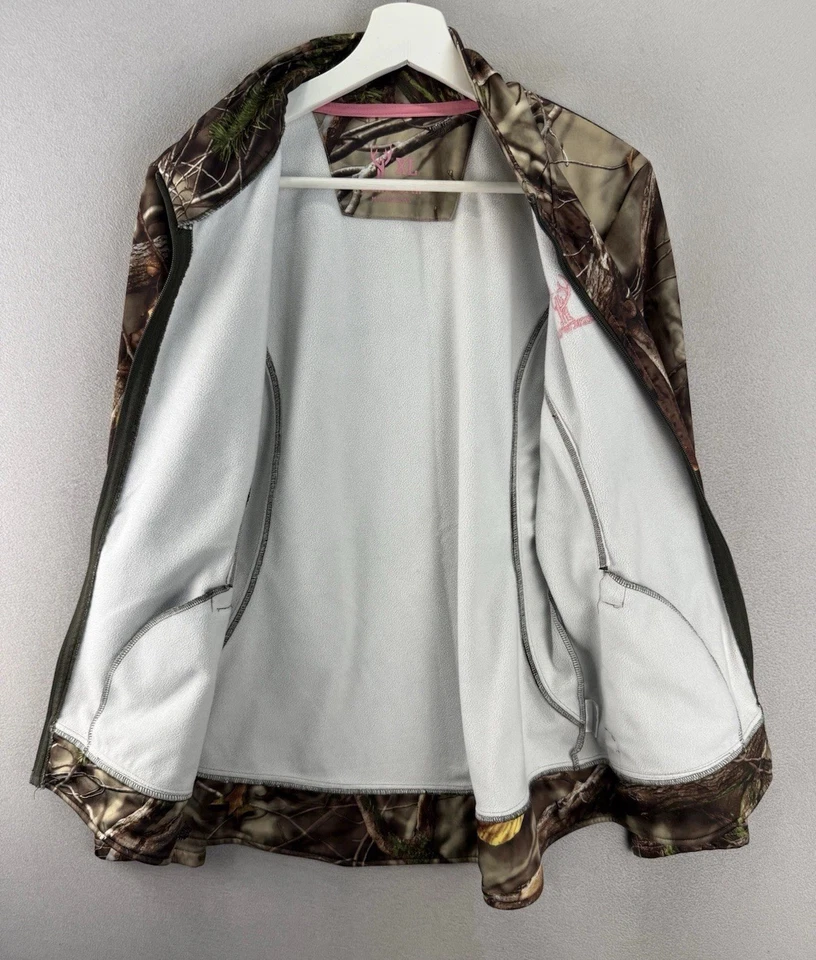 Huntworth Women's Sz XL Oaktree Camo Hunting Full Zip Camo Fleece Sweater Jacket - Image 2 of 4