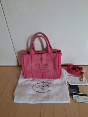 PRADA Canapa Tragetasche Mini Rosa  Canvas fullset