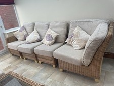 7 Piece Wicker Conservatory Set - 2 Seater Sofa, 2 Armchairs & Glass Table