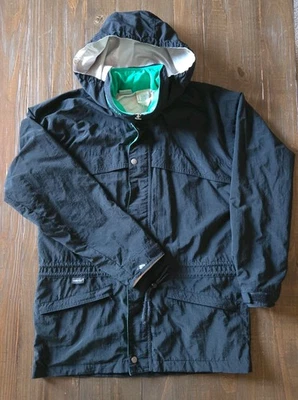 Vintage 90's ASICS GORE-TEX Windbreaker Jacket Mens Black Teal Hooded Waterproof - Image 1 of 4