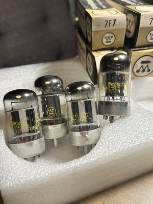 (4) Tested Westinghouse 7F7 Tube Date 1962 7F7 Loctal Tube Twin Triode