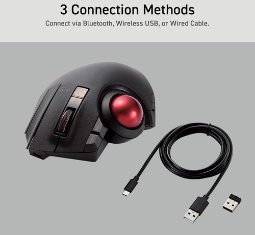 ELECOM Trackball Mouse Wireless, Ergonomic Mouse, 3 Device Connection - Picture 3 of 8