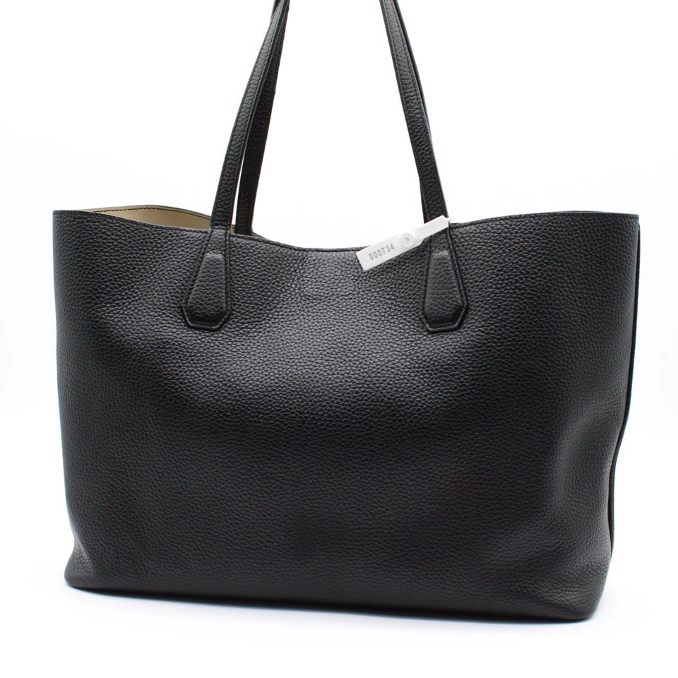 Grand sac fourre-tout Tory Burch Perry en cuir grainé noir logo doré... - Photo 2/4