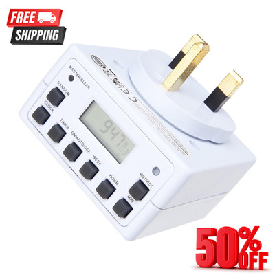 Zeitschaltuhr | 7 Tage Digital Timer Lichtschalter | Weiß UK Stecker | S7DDT3