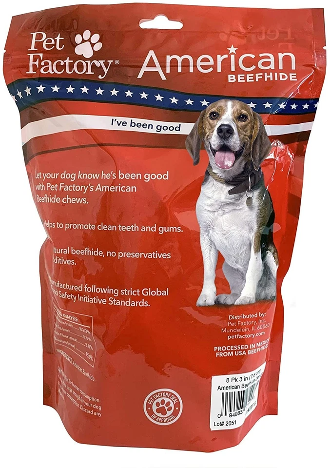 Golosinas masticables American Beefhide 3-4" Donuts para perros - sabor natural, paquete de 8 unidades/1 Foto 2 de 4