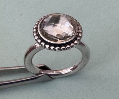 Vintage Signed S 925 ALE 50 Pandora Sterling Silver Clear Gem Size 5.5 Ring