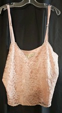 Vintage Victoria  s Secret Pink Lace Cami Top Large Satin Lingerie Y2K 90s