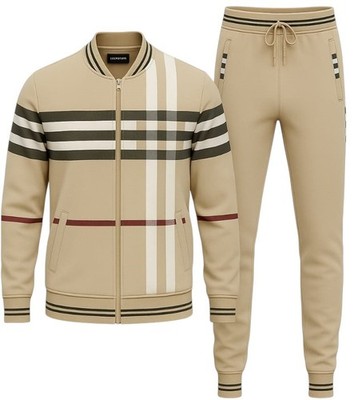 Men s Designer Printed Jacquard Full Matching Jogging Suit Top & Bottom set