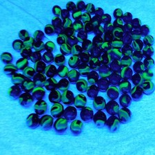 Lot of 100 Small 5/8 Swirl Glass Marbles UV Glow Uranium Blacklight FREE S/H
