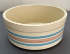 VTG 1970s McCoy USA 0144 Pottery LCC Pink & Blue Stripe Oven-Safe Soufflé Bowl