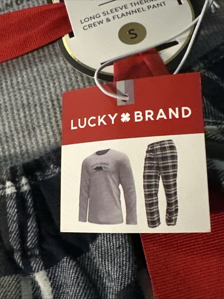 Lucky Brand Pajama Set Mens Size Small Long-sleeved Crew Flannel Pants Gift Box - Image 2 of 4