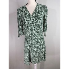 Reformation Venezuela Sammy Wrap Dress Liberty Floral Prints Green XL