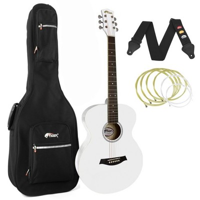 Tiger White Akustikgitarre Paket mit gepolsterter Tasche