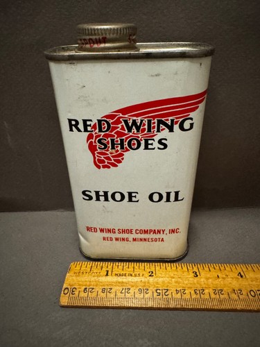 RED WING IRISH SETTER DOG LEATHER BOOT SHOE OIL ADVERTISING CAN TIN VTG PARTIAL