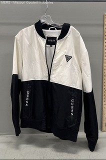 Guess Men's White Black Colorblock Full Zip Logo Track Jacket Size XL