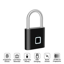 Keyless Fingerprint Padlock Fast Recognition IP65 Waterproof Zinc Alloy Lock