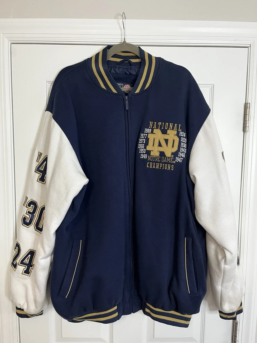 90s G-Ⅲ SPORTS オールレザー NOTREDAME 襟付きスタジャン Vintage 1990's Rare Notre Dame Fighting Irish Logo Athletic
