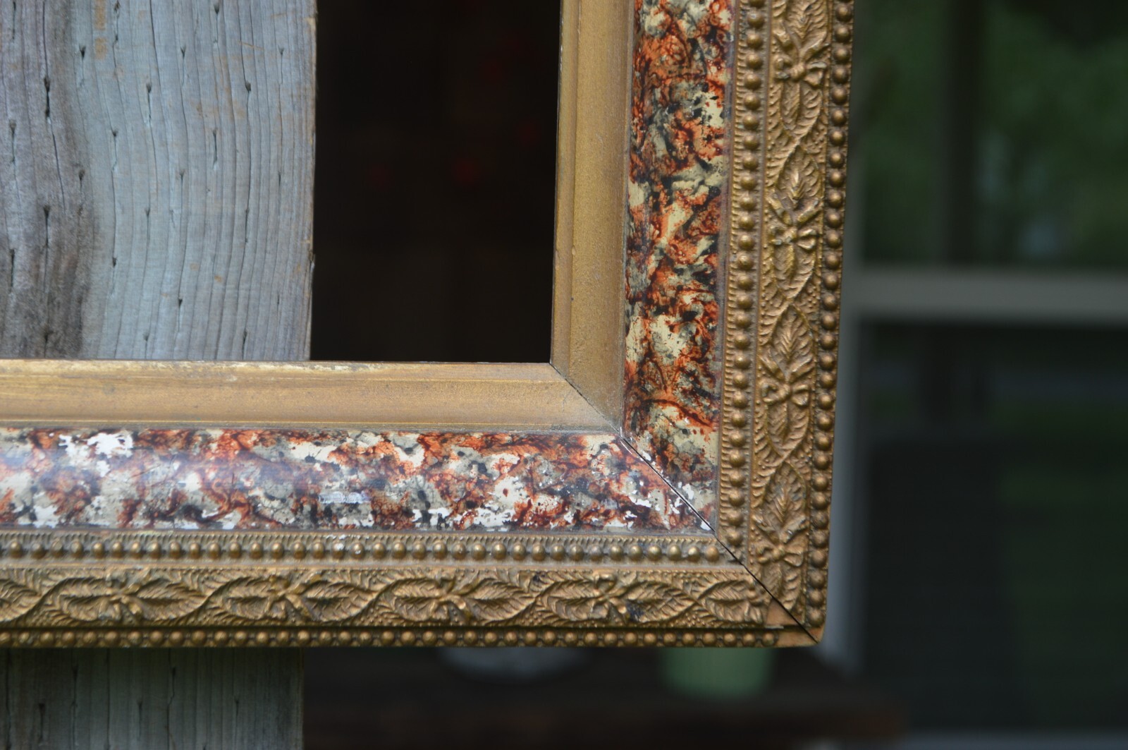 CIVIL WAR ERA PICTURE FRAME * FITS 8" X 10" * ORNATE GESSO MARBLE FAUX