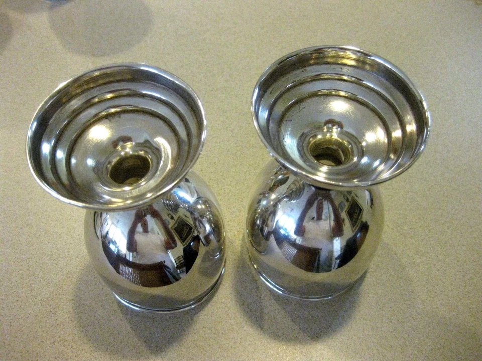 PAIR OF GOBLETS 4 7/8" TALL BY COLUMBIA 900 SILVER GOOD SHAPE MORE AVAIL - Image 4 of 4
