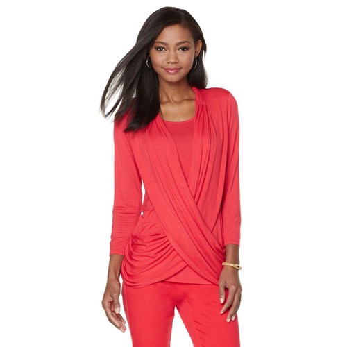 DG2 by Diane Gilman Drape Front Crossover Tee 468135-(K-5) (Medium) - Picture 4 of 5