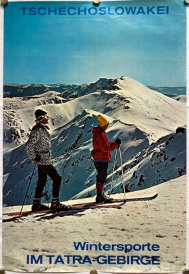 Original Vintage Poster CZECHOSLOVAKIA -TRAVEL - SKIING - GERMAN VERSION - 1960s