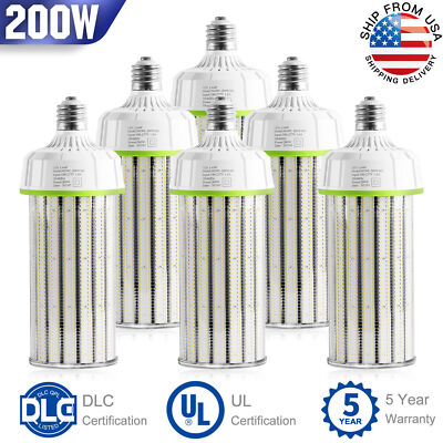 6Pack LED Corn Light 200W High Bay Fixture Warehouse Bulb (800w HID MH HPS Eq.)