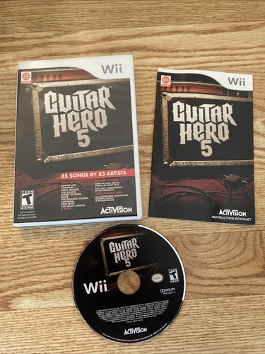 Guitar Hero 5 (Nintendo Wii) CIB Complete Tested ~ 85 Songs ~ Good Condition
