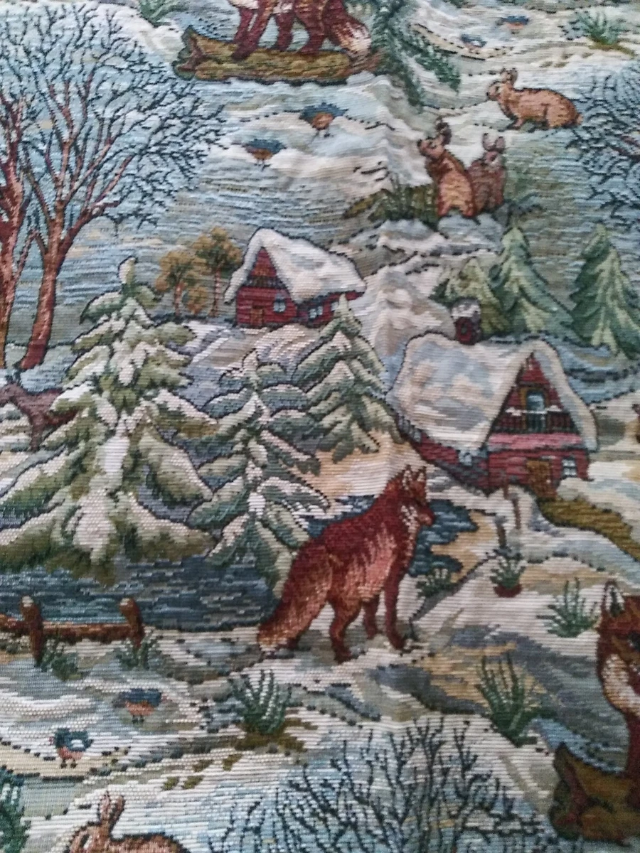 TAPESTRY Upholstery Winter Wonderland Animals Snow Fabric 1 Yard