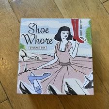 BlueQ Shoe Whore Storage Box Tin Funny 4.5" x 5" x 2.25" Novelty