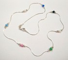 30" 76cm Sterling Silver 925 Multicolor 4mm OPAL Beads Station NECKLACE