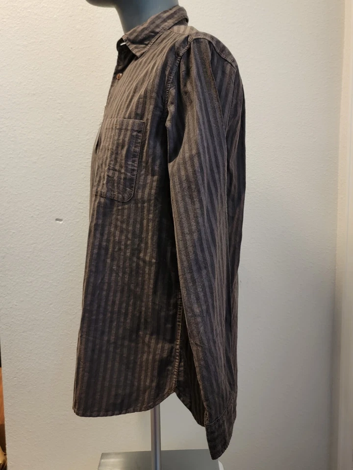 NUEVO CON ETIQUETAS Camisa Martin Gordon Para Hombre Talla Mediana Abotonada Manga Larga Marrón Rayas Foto 3 de 4