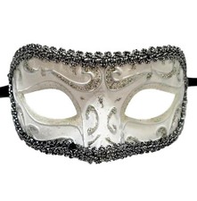 White Silver Exquisite Venetian Mardi Gras Masquerade Mask