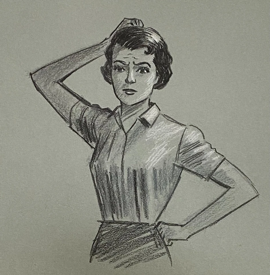 Vtg Golden Crust Bread Bakery Mom Food Advertising Drawing Art Bakersfield CA - Image 2 of 3